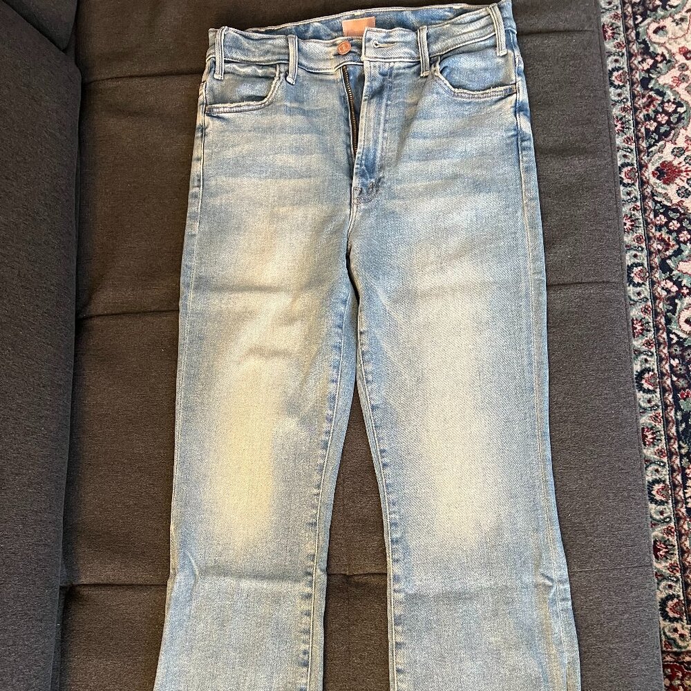 MOTHER The Hustler High-Rise Ankle Fray Crop Jeans